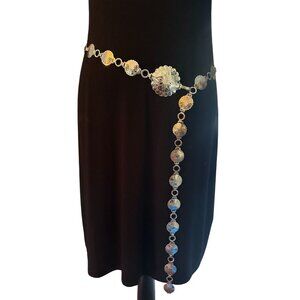 Concho Chain Statement Belt Western Boho Womens Floral Vintage Silver Adjustable
